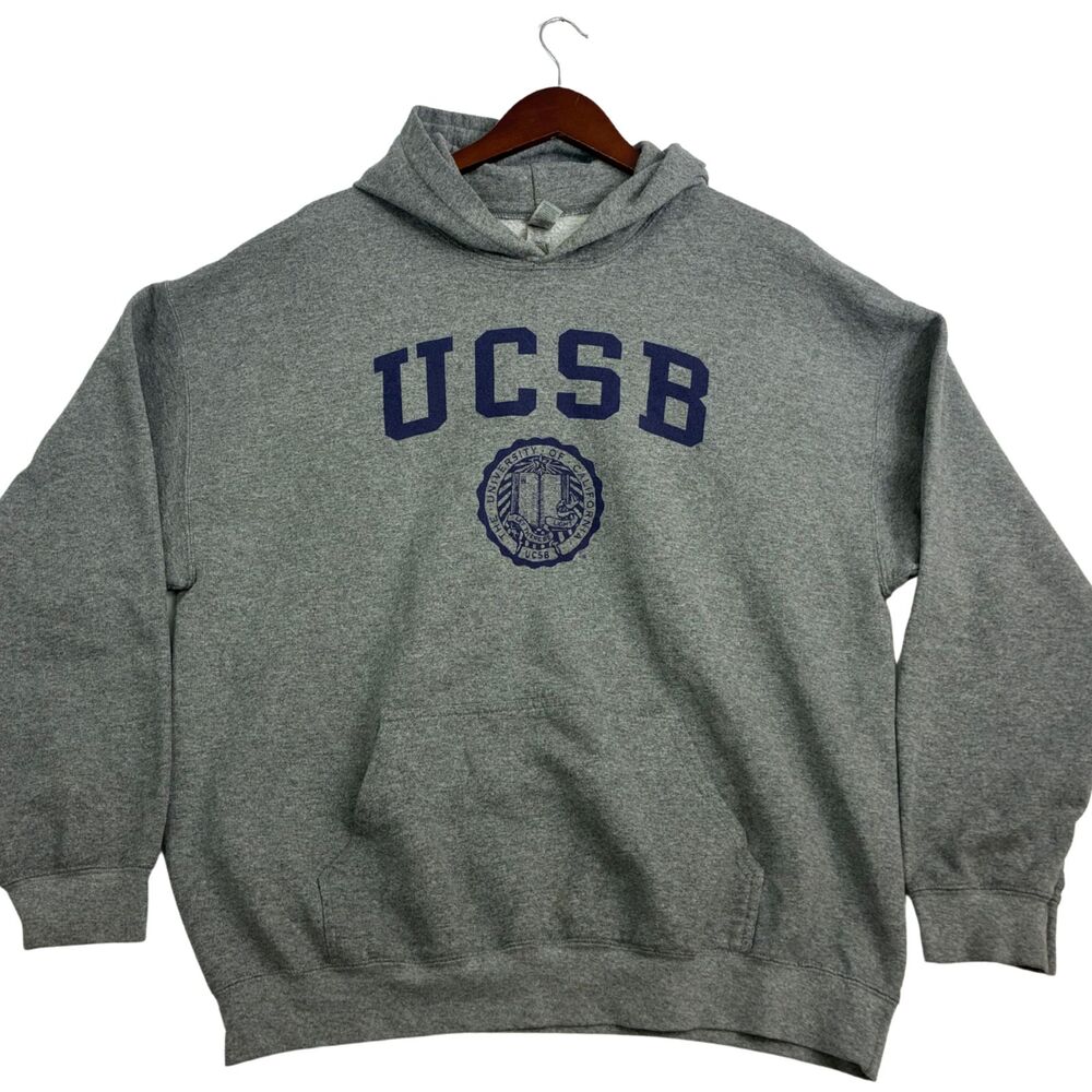 UCSB UC Santa Barbara Gildan Mens M Gray Heavy Blend Pullover Hoodie Sweatshirt